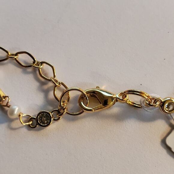 Anthropologie Nakamol gold over brass white beaded flower necklace NWT - Picture 3 of 12